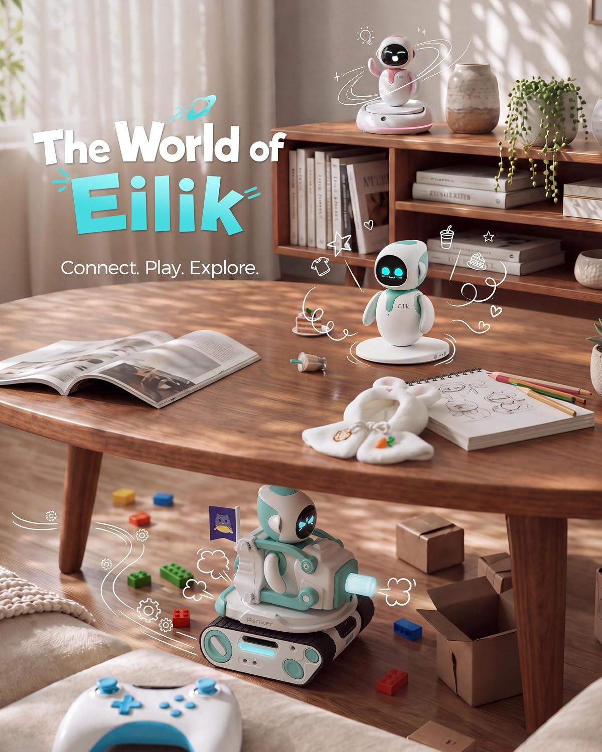 ENERGIZE LAB Eilik –Your Desktop Companion Full of Personality with Expressive Animations & Reactions. Touch-Responsive Play. Mini Games. Robot for Adults & Kids